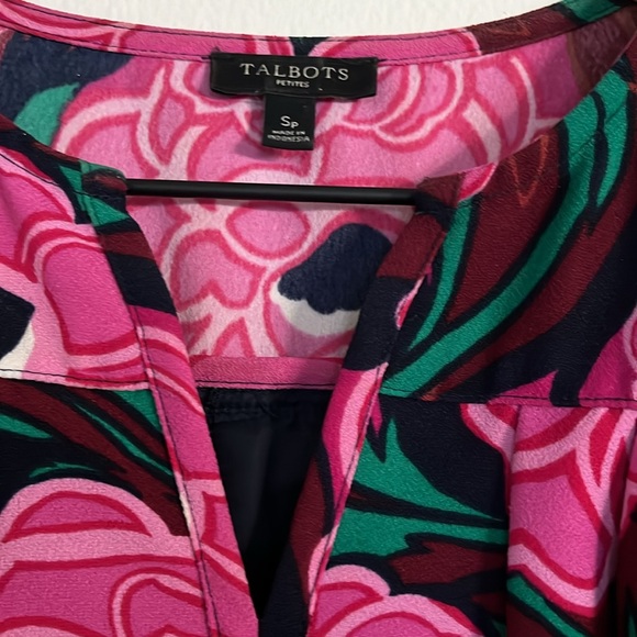 Talbots Floral Crepe Belted Shift Dress - Picture 2 of 7